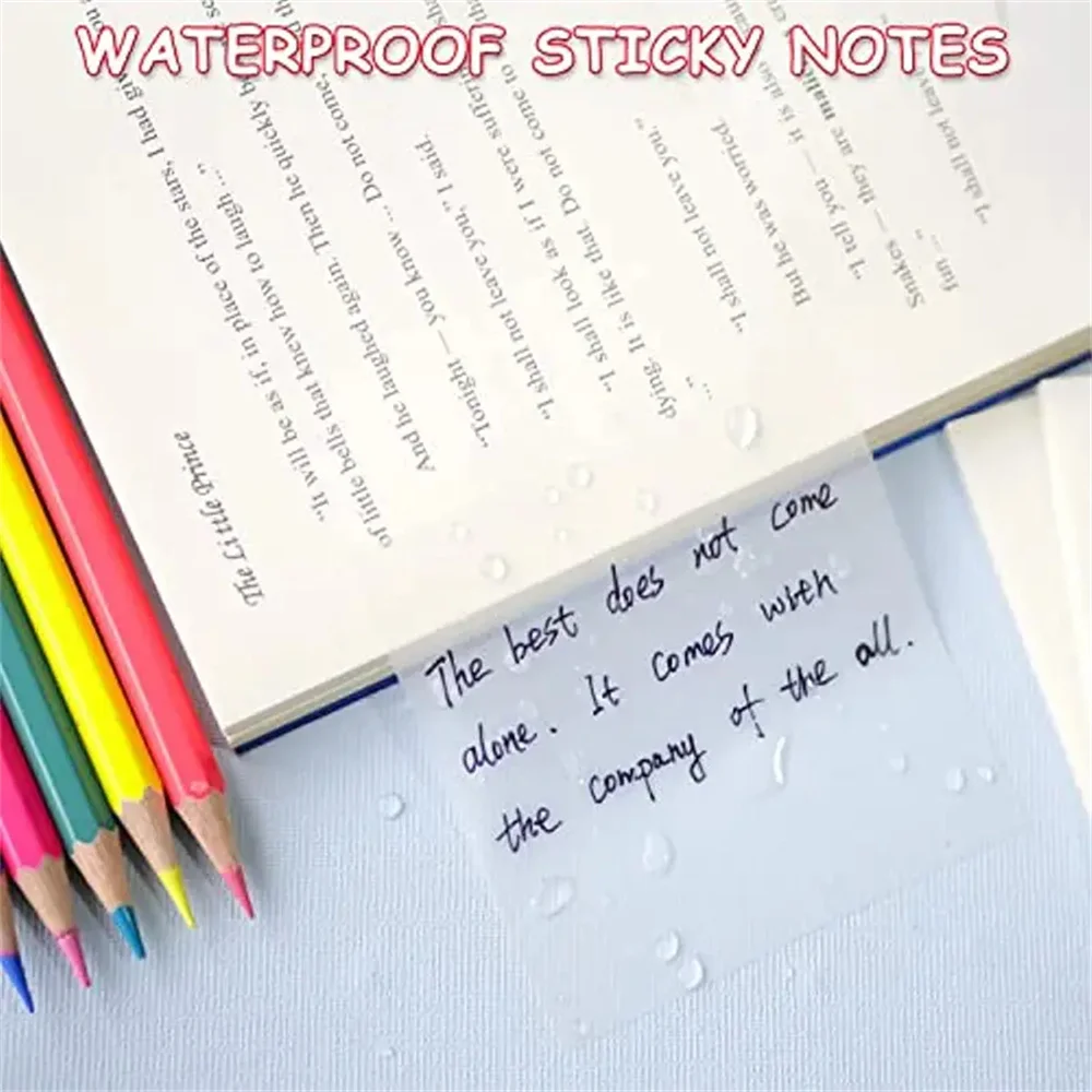 1pc 50-Sheet Clear Waterproof Sticky Notes - Transparent Self-Adhesive Memo Pads, Ideal for Book Annotations & Journaling, Perfe