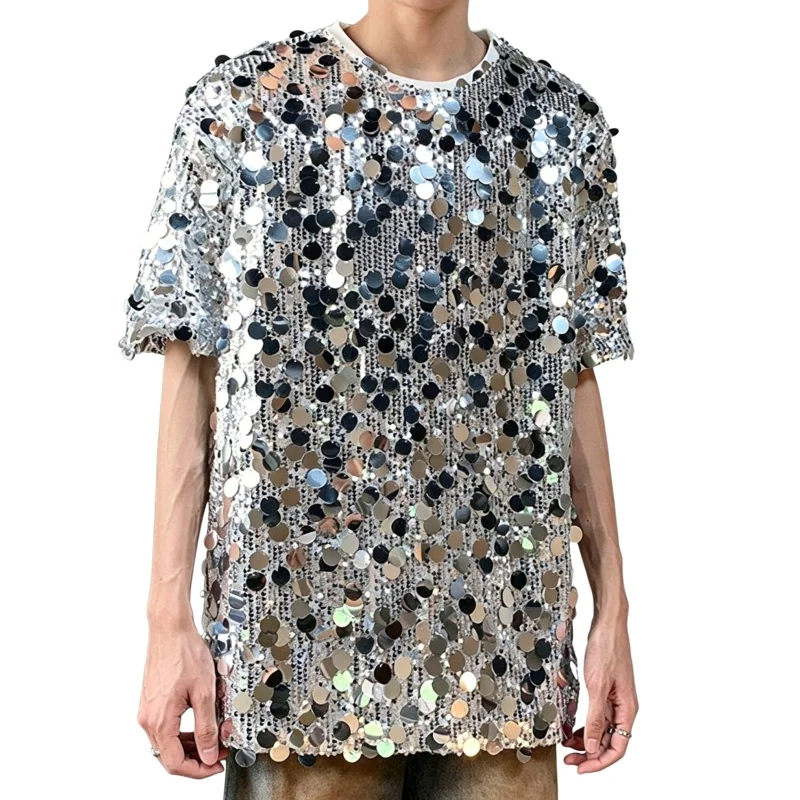 men's-silver-sequins-t-shirt-hip-hop-streetwear-short-sleeve-loose-casual-bling-tops-male-street-dance-team-performance-tees