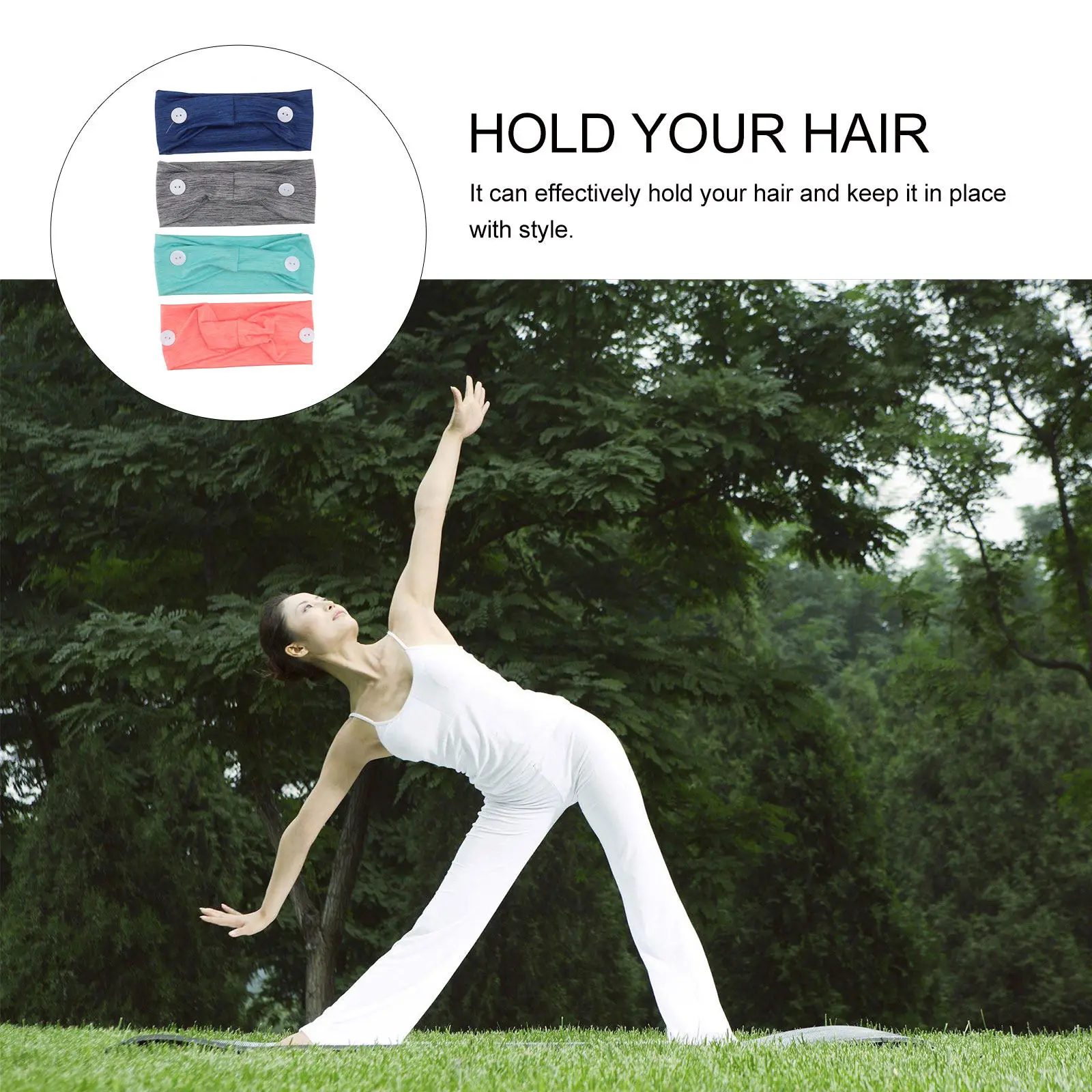 

4Pcs Athletic Headband Wide Elastic Breathable Mask Button Hair Band Running Fitness Hairband for Women Girls Sweat Absorbing