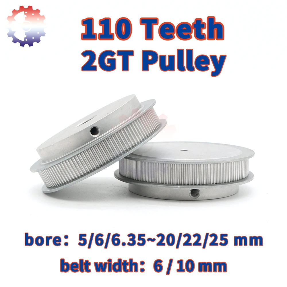 

110Teeth 2GT Timing Pulley 110T 2M Synchronous Wheel 110 Teeth Bore 5/6/8/10~25mm Pulleys for Belt Width 6/10mm GT2 Belt Pulley