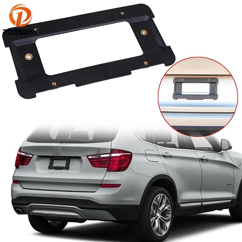 POSSBAY Universal for European License Plate Holder Bracket Mount Frame Black Plastic Car Rear License Plate Frame Tag Cover