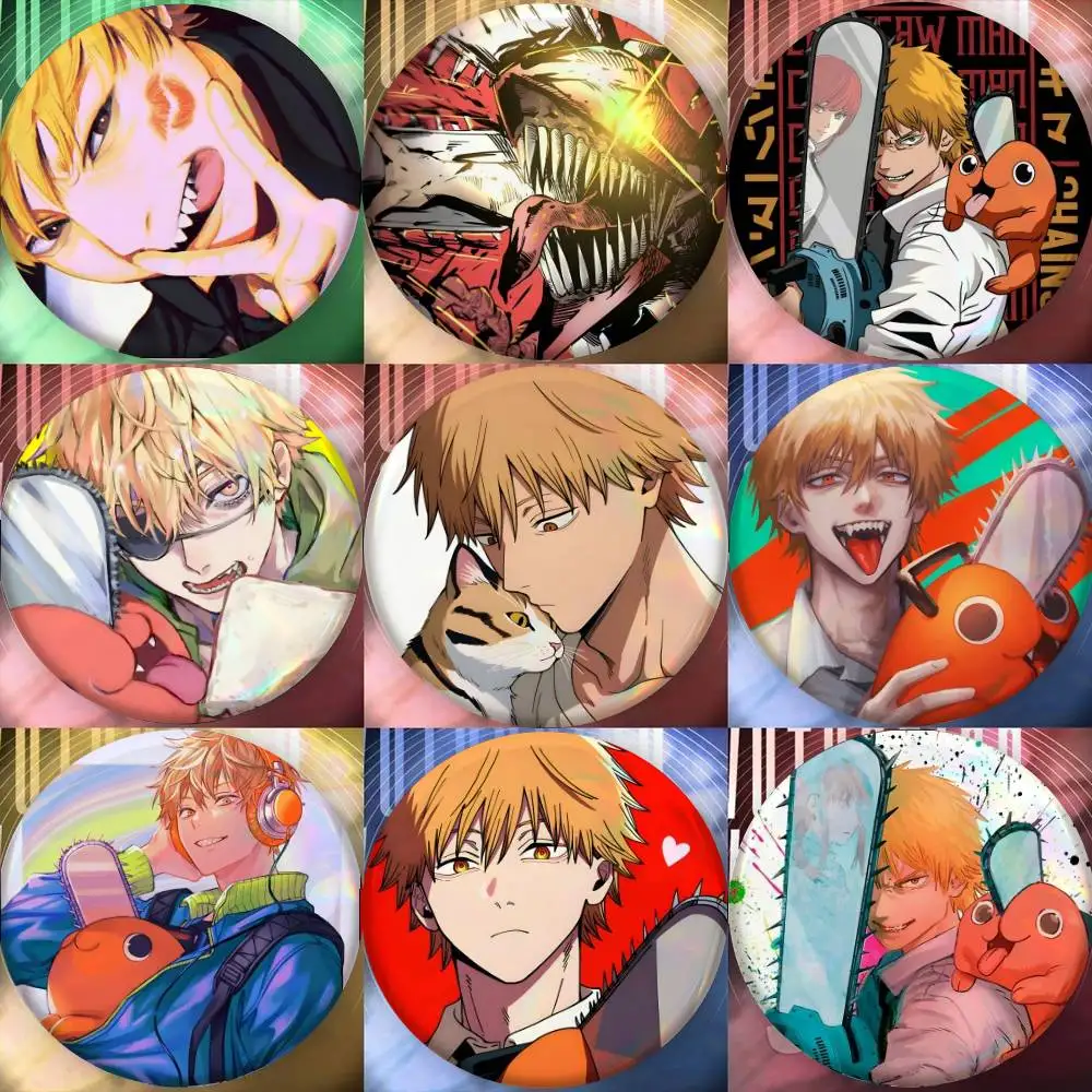 Denji Chainsaw Man Anime Badge Tinplate Meme Round Brooch for Hat Bag Creative Lapel Jewelry Accessories Gifts