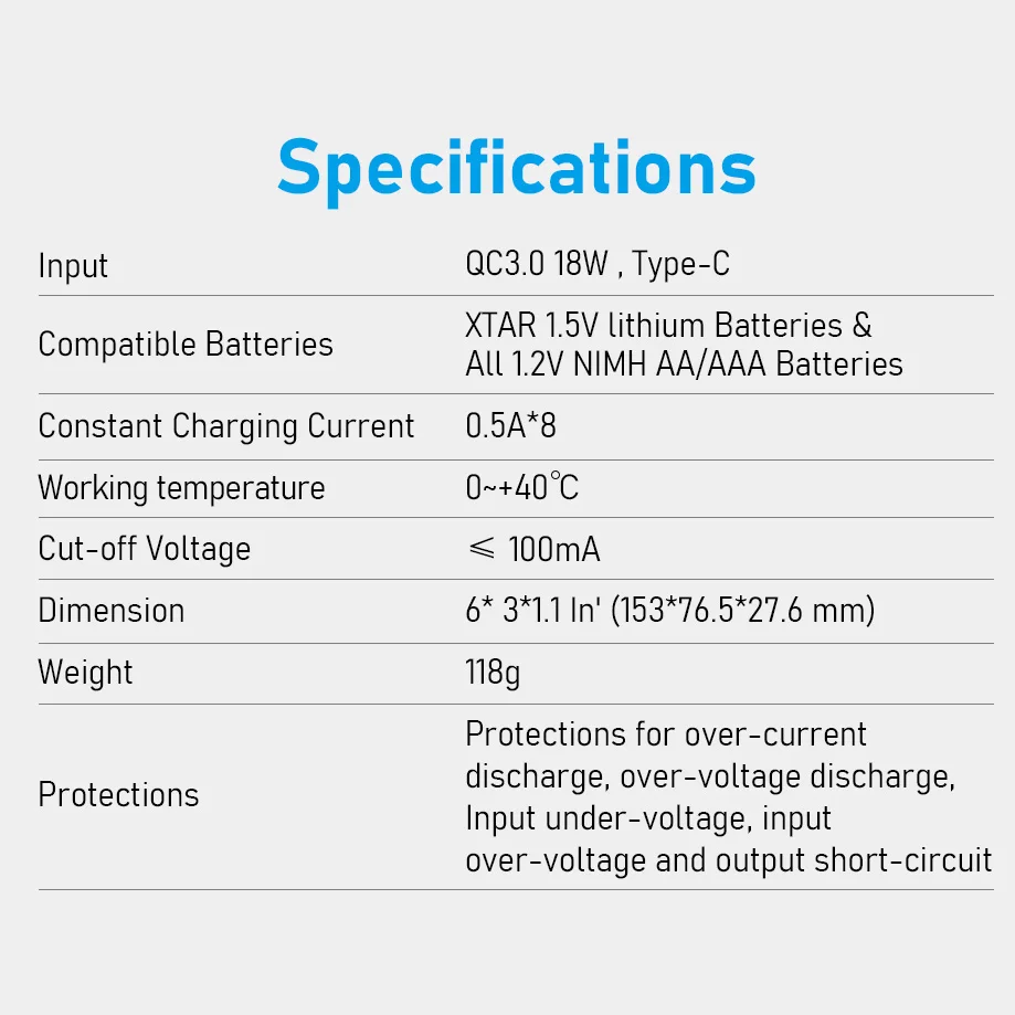 XTAR 8 szt. Akumulator 1.5V AA 3300mWH 2000mAh akumulatory litowo-jonowe z ładowarką BC8 1.5V AA dla zabawki zdalnie sterowane