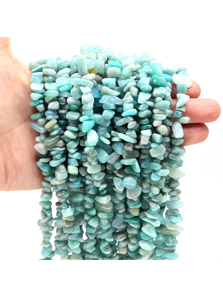 AliExpress NONE 5-8mm Irregular Freeform Chip Gravel Beads Natural Stone Blue Amazonite For Jewelry Making Crafts DIY Necklace Bracelet Accessor
