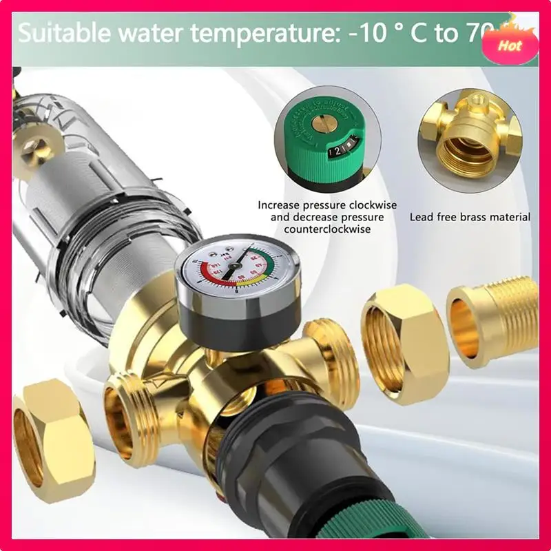 ABYP 2X Backwash Filter With Pressure Regulator And Pressure Gauge, 3/4 Inch House Connection, Reusable Pressure Regulator