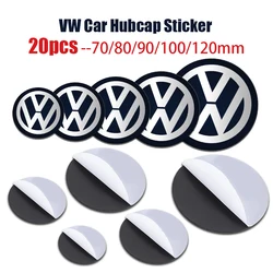 20pcs 70mm/80mm/90mm/100mm/120mm Car Wheel Center Hub Cap Stickers For Volkswagen VW GTI R RLINE Golf Polo Jetta Touran Passat