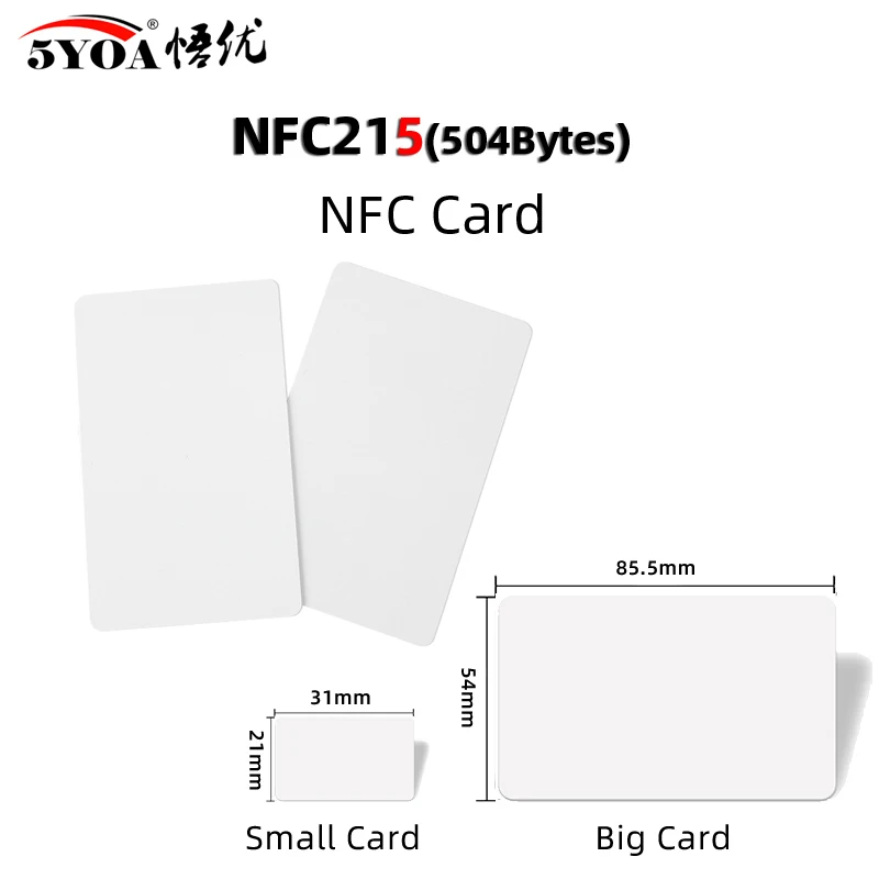 5YOA 10/50/100 Uds NFC Ntag215 tarjeta 13,56 MHz 215 RFID mini tarjetas ultraligeras PVC NFC215 TagMo impermeable NFC teléfono 504 bytes