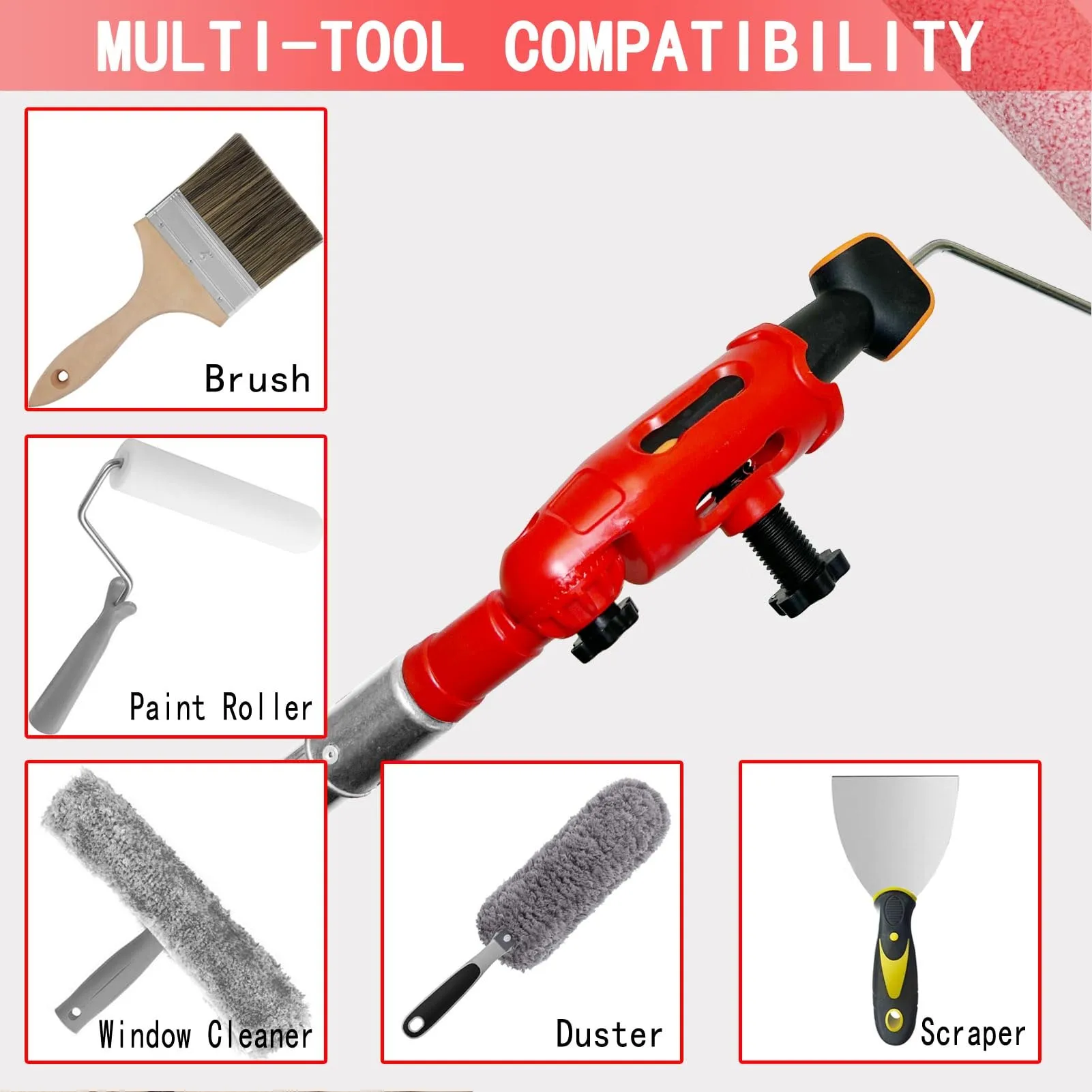 Paint Brush Extension Pole Attachment Holder Versatile Practical ABS Multi Angle Paint Brush Extender Labor Saving for Walls
