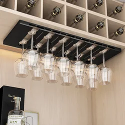 Stainless Steel Under Cabinet Wine Glass Cup Holder Space-Saving Bar Counter Shelf Storage Rack Hanging Hooks Goblet Pokal Stand