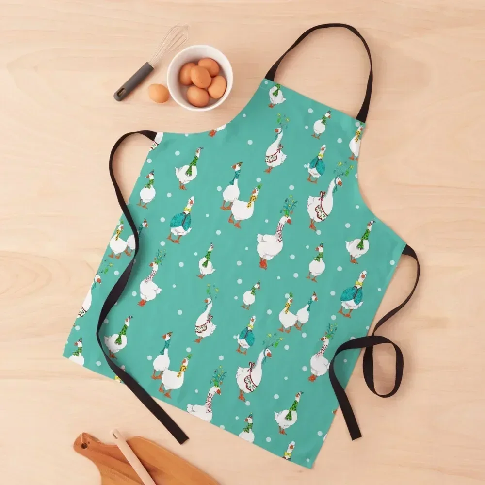 

Merry Christmas from the Geese family illustrations Apron waiter For Women Chef Uniform Woman Children'S Apron