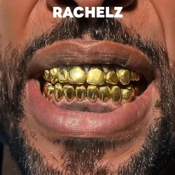 RACHELZ Hip Hop Classic Glossy Teeth Grillz Caps 8/8 Gold Silver Color Tooth Grills For Women Men Jewelry Halloween Gift