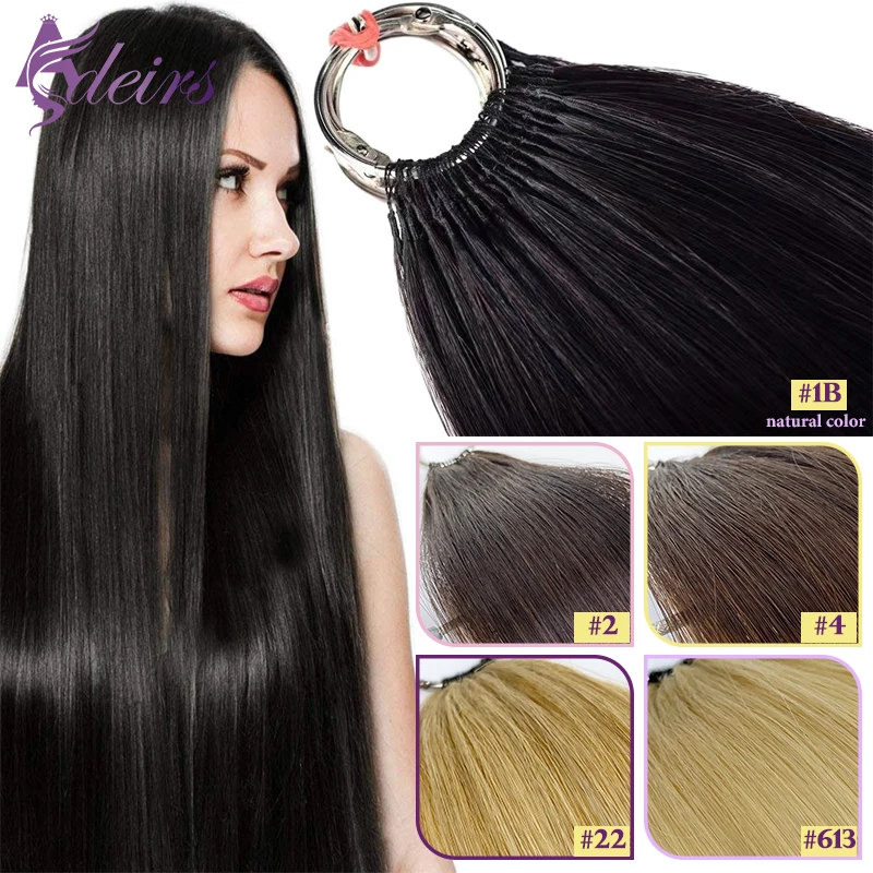 

ADEIRS Feather New hair extensions Straight Natural Real Human Hair Microring Hair Extensions Brown Blonde Color 0.8g/Strand