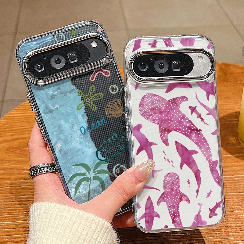 Coque de téléphone à motif de coquille de requin, étui Transparent en TPU souple résistant aux chocs pour Google Pixel 10 9 8 7 Pro 10 9 Pro XL 8A 7A 9A
