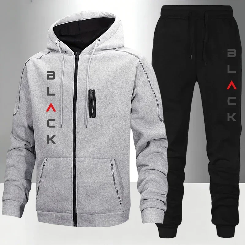 Men Tracksuit Sets Popular Two-piece Men's Sportswear Jogging Suit Sportswear Hooded Sweatshirt Zipper Sweatshirt Autumn Winter