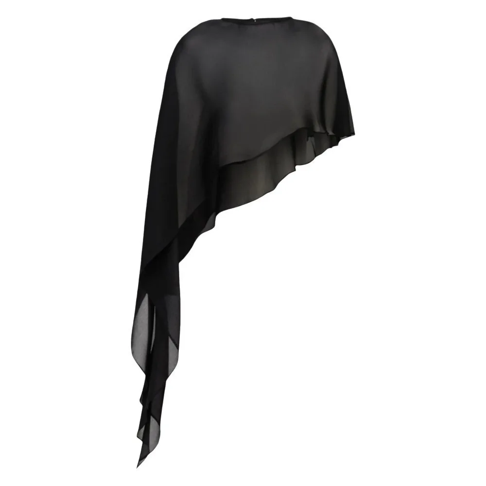 Fashion Chiffon Sheer Cape Shawl Irregular Asymmetrical Womens Cape Elegant Mesh Shrug Formal Dress Cover Up