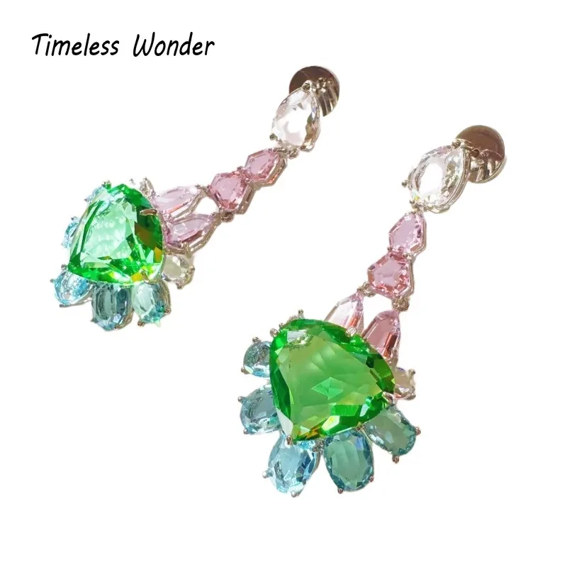 

Timeless Wonder Crystal Zircon Geo Stud Earrings for Women Designer Jewelry Sweet Gift Rare Top Neat Classy 3346