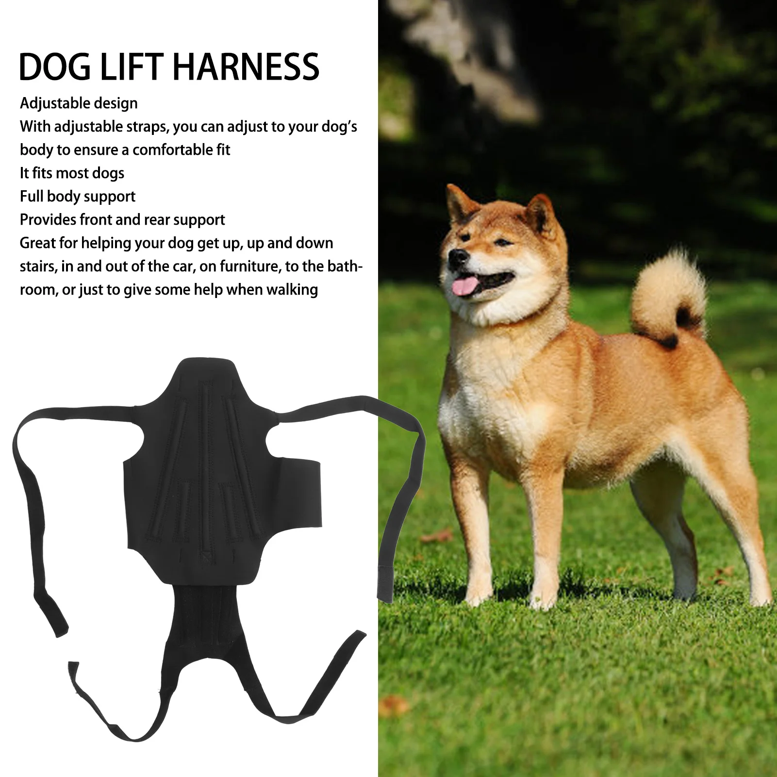 Dog Lift Harness Full Body Support Recovery Sling Adjustable Breathable Pet Rehabilitation Lifts Vest For Injured Dogs