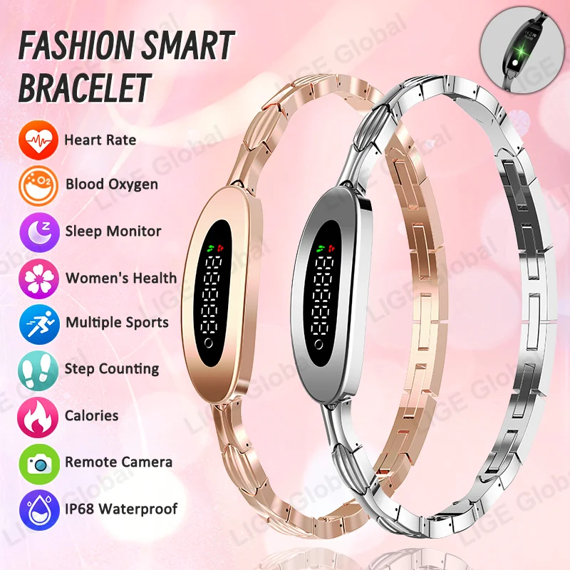 

LIGE New Fashion Ladies Smart Bracelet Female Healthy Heart Rate Sleep Monitor Sports Fitness Tracker Smartwatch Band For Women