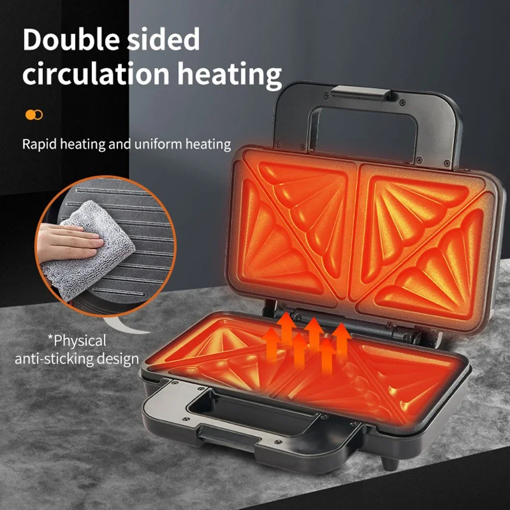 Electric Sandwich Maker, Double-sided Circulating Heating, Anti-scald Handle, Easy To Clean Make Stuffed French Toast, Omelets