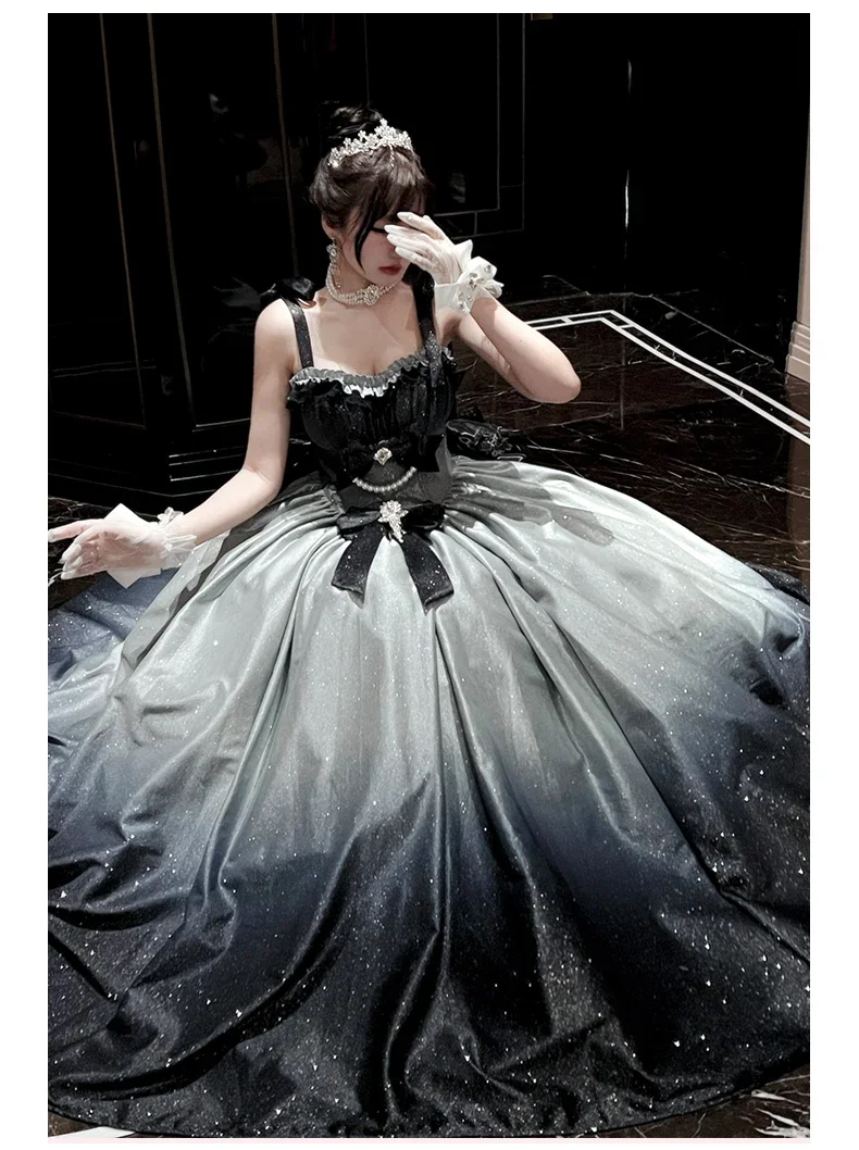 スイートガール レディース フェアリー ビッグボウ スリム マキシドレス 2026 新作 グラデーション ブロンズ スターリースカイ フラッシュ バースデー 記念日 パーティー ドレス