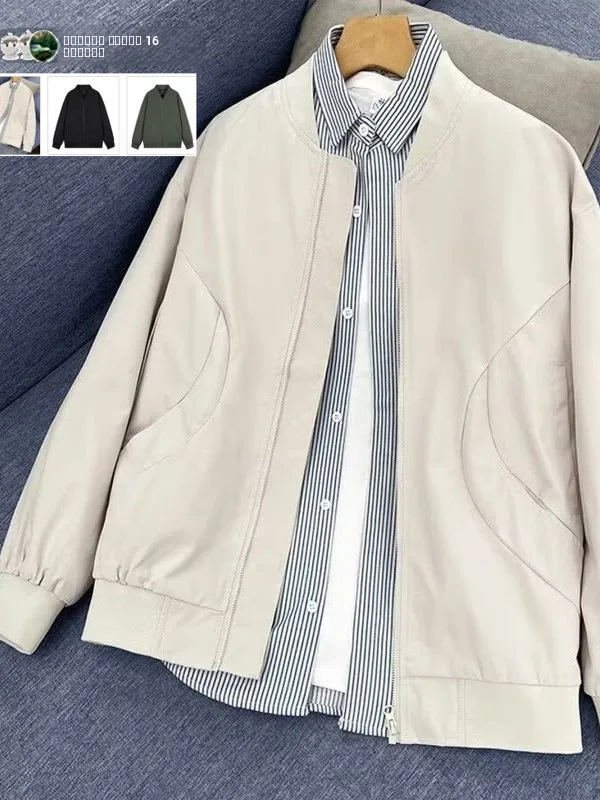 

American Sle Flight Jaet Men's Autumn Outfit Set Light Maturi Korean Sle Top Couple's Clothes Stand Collar Baseball Coat