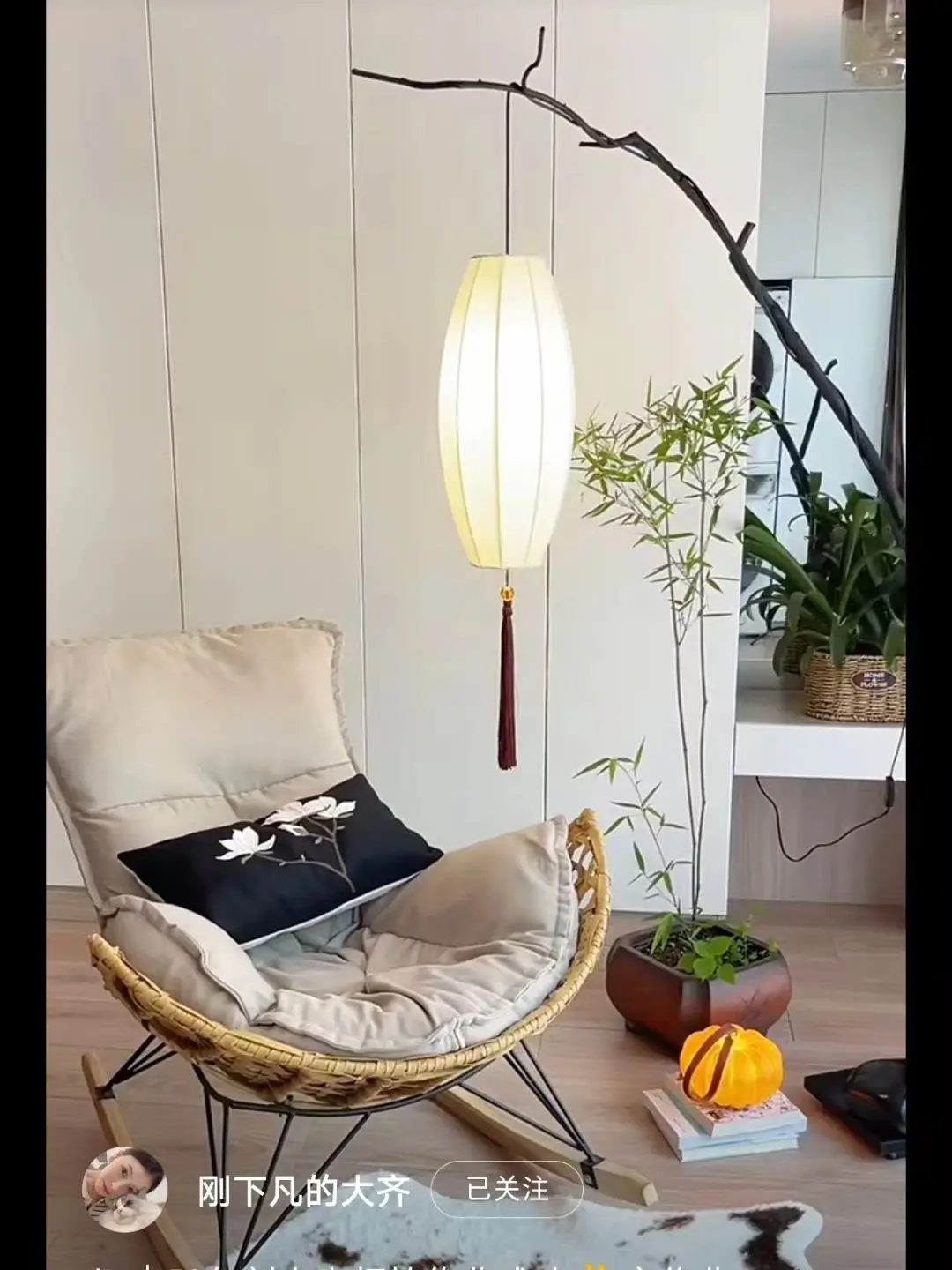 Plug-in fabric chandelier in the ancient style Zen tea room bamboo pattern room decor lighting for living room pendant light