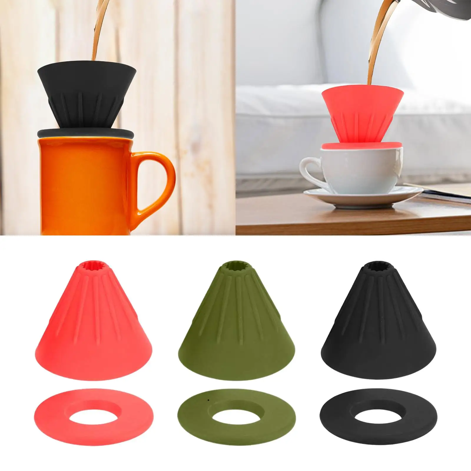 Coffee Filter Cup, Coffee Dripper, 3.94 Inch Silicone Base Pour Over Coffee