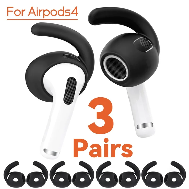 3/1 Pairs for Apple Airpods 4 Soft Silicone Eartips Wireless Earbuds Eartips Anti-drop Hooks for Apple Airpods 4 Headphone Tips