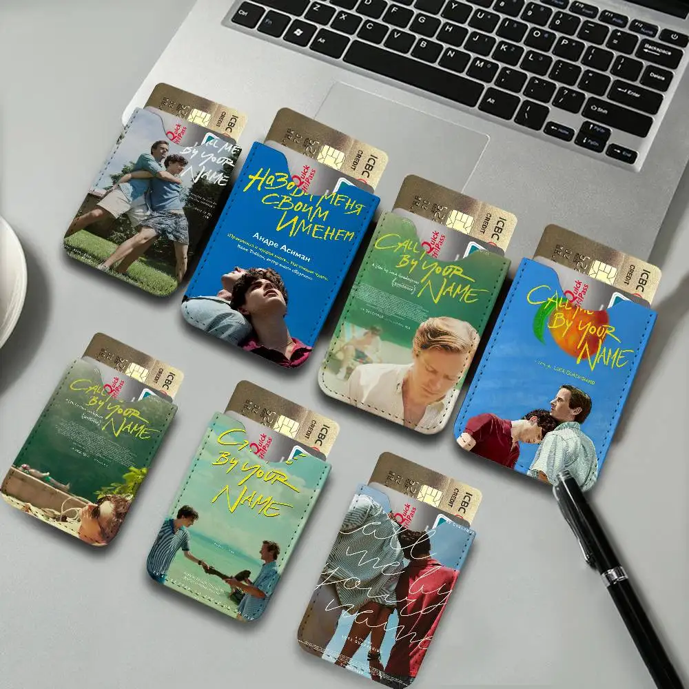 Gay Love Movie Call Me By Your Name Ultra-Thin Mini Leather Card Holder Wallets for Men Women Lightweight Soft Genuine Leather