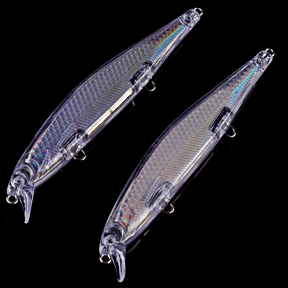 CCLTBA 10 pz/lotto 11cm 11g Blank Jerkbait Bass Lures corpo trasparente all'interno sventato non verniciato Shallow Minnow esche per fai da te