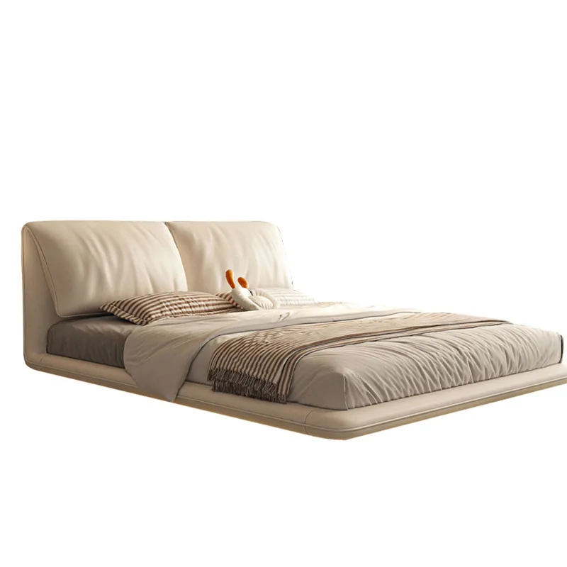 

Italian simple suspended bed, modern cream style master bedroom double bed
