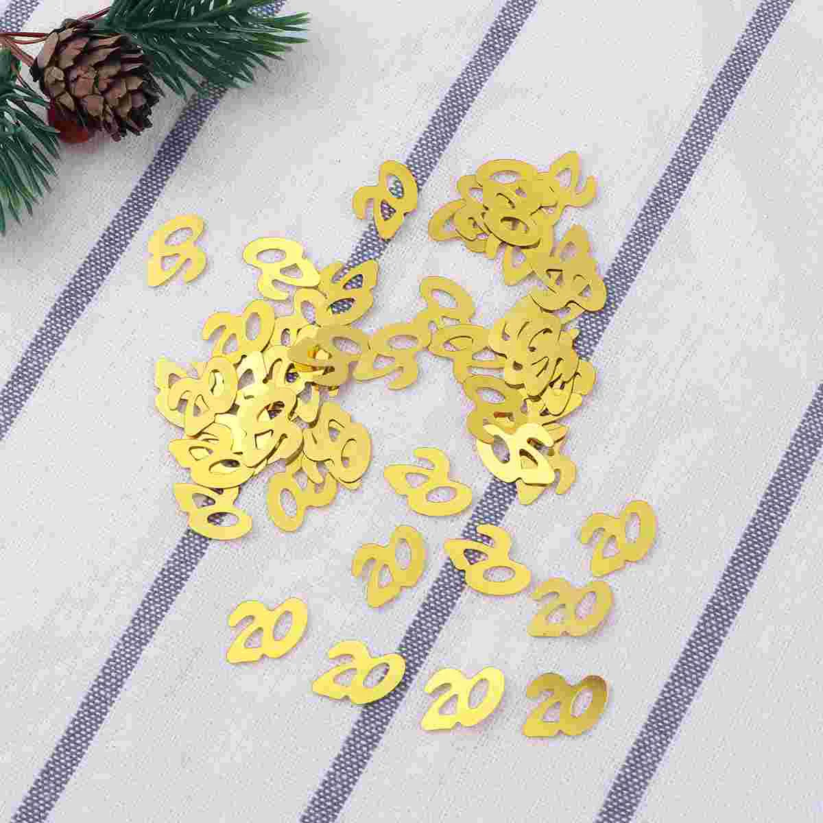 1200 Pcs Gold Decor Number Confetti Party for Flash Birthday Golden Anniversary