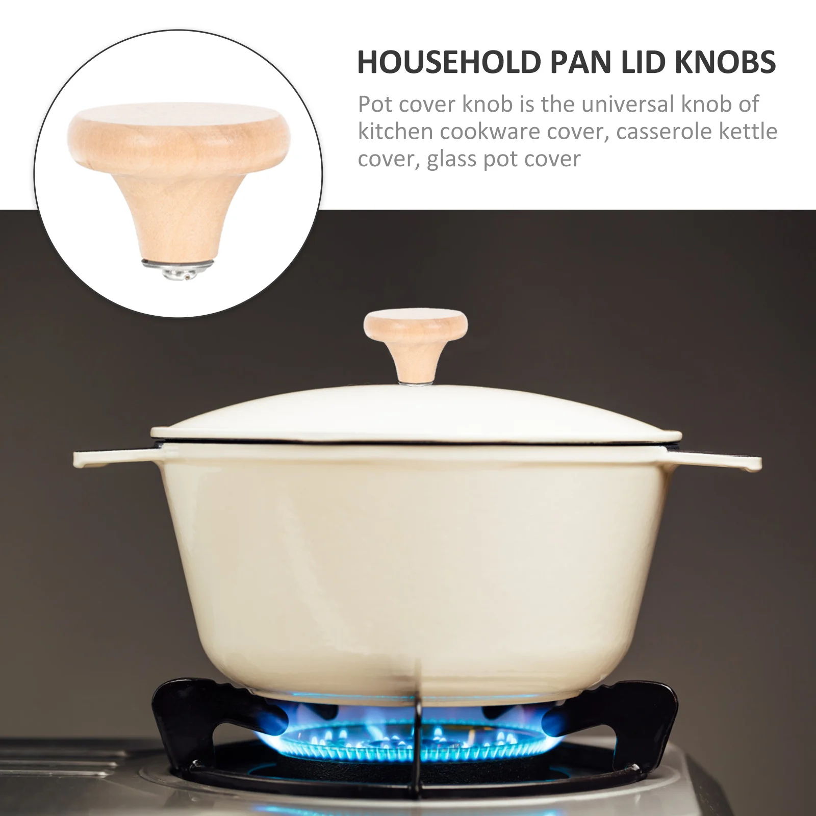 

4Pcs Wooden Pot Lid Knob Replaceable Heatproof Handle for Steaming Pots Milk Pans Soup Kettles Smooth Finish Sturdy Grip