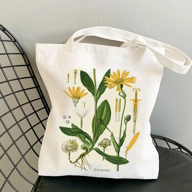 Flowers Messenger Printed Canvas Bag Harajuku Shoulder Bag Handheld Shopping Bag Large Capacity Durable Eco Friendly Bag
