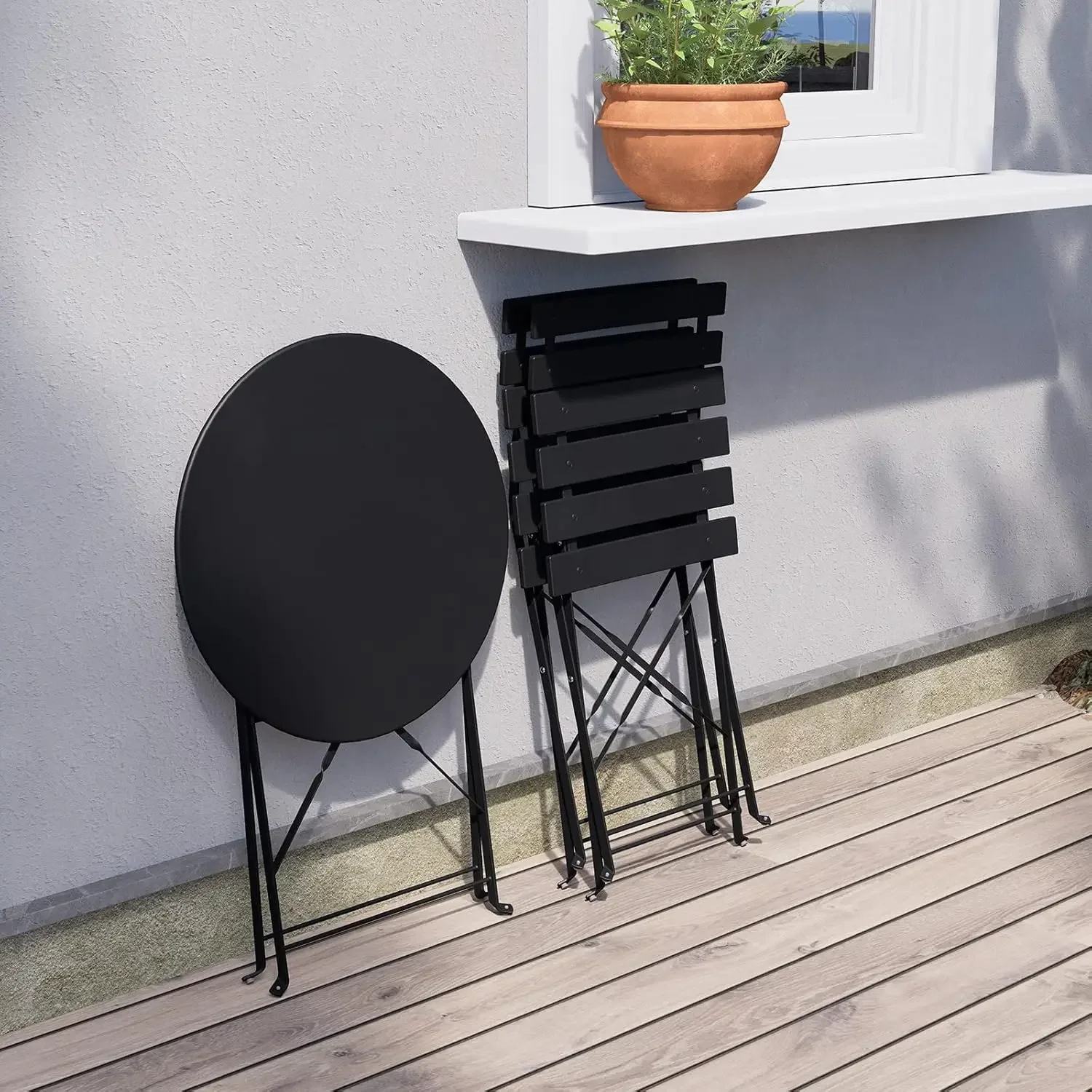 3-teiliges klappbares Bistro-Set, 2 Stühle und 1 Tisch, wetterbeständiges Outdoor-/Indoor-Gesprächsset für Terrasse, Hof