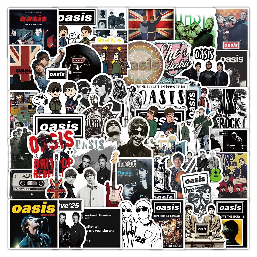 50 Stück Oasis Graffiti Dekorative Handy Skateboard Wasserdichte Aufkleber