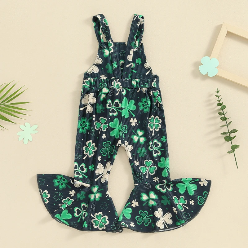 

Stylish Baby Girls Romper Jumpsuit Sleeveless Halter Floral Print Backless Bell Bottom Overalls Kids Summer Festival Outfit