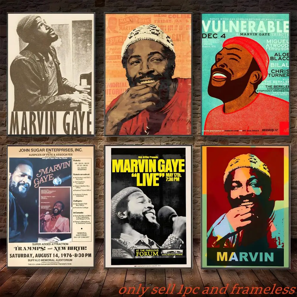 Soul Music Singer M-Marvin Gaye Poster Poster painting with prints Home bedroom living room decoration gift