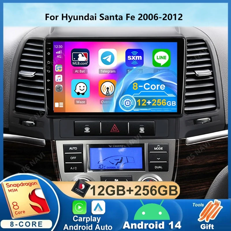 

Автомагнитола на Android 14, мультимедийный плеер с GPS-навигацией для Hyundai Santa Fe 2 2006-2012, головное устройство 4G Carplay DSP NO 2din