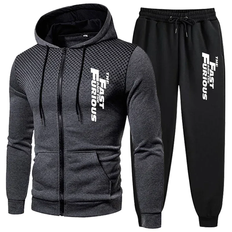 

Men's hoodie set for autumn and winter, new hooded sweatshirt, casual jacket, zipper coat, sports pants, comfortable for outdoor