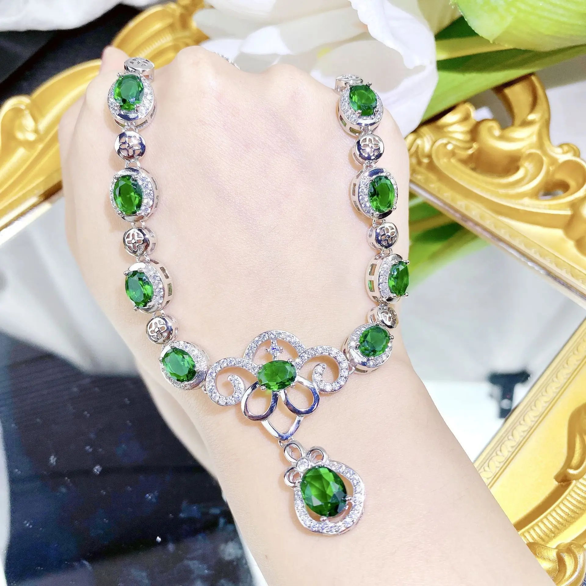 

Аксессуары для самостоятельного изготовления в европейском и американском стиле, дизайн в стиле Douyin для прямых трансляций, роскошный кулон с микроинкрустацией бриллиантами, имитация драгоценных камней.