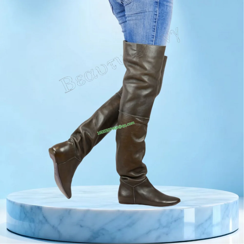 

Black Knight's Boots Big Thigh High Men's Shoes Soft Long Solid Round Toe Knee High Shoes for Men New Zapatos Para Hombres