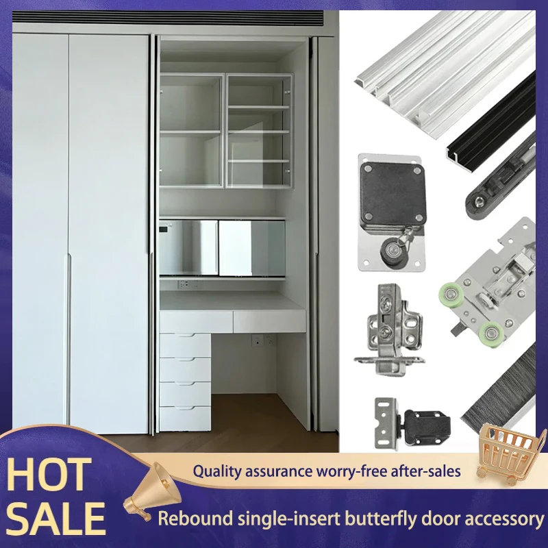 

Stainless Steel Push To Open Single Plug Butterfly Door Hardware For Wardrobe Closet Folding Door With Heavy Duty Mechanism