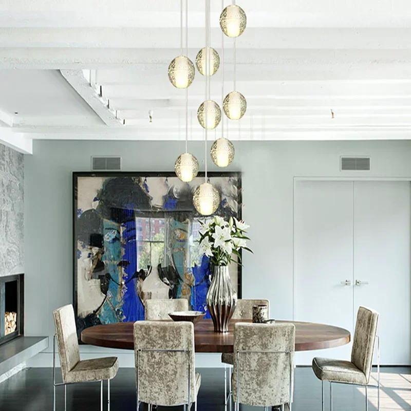 Beautiful crystal ball ceiling light,with 1-1.5m bulbs for indoor, LED  light with hanging  round balls,  14 heads