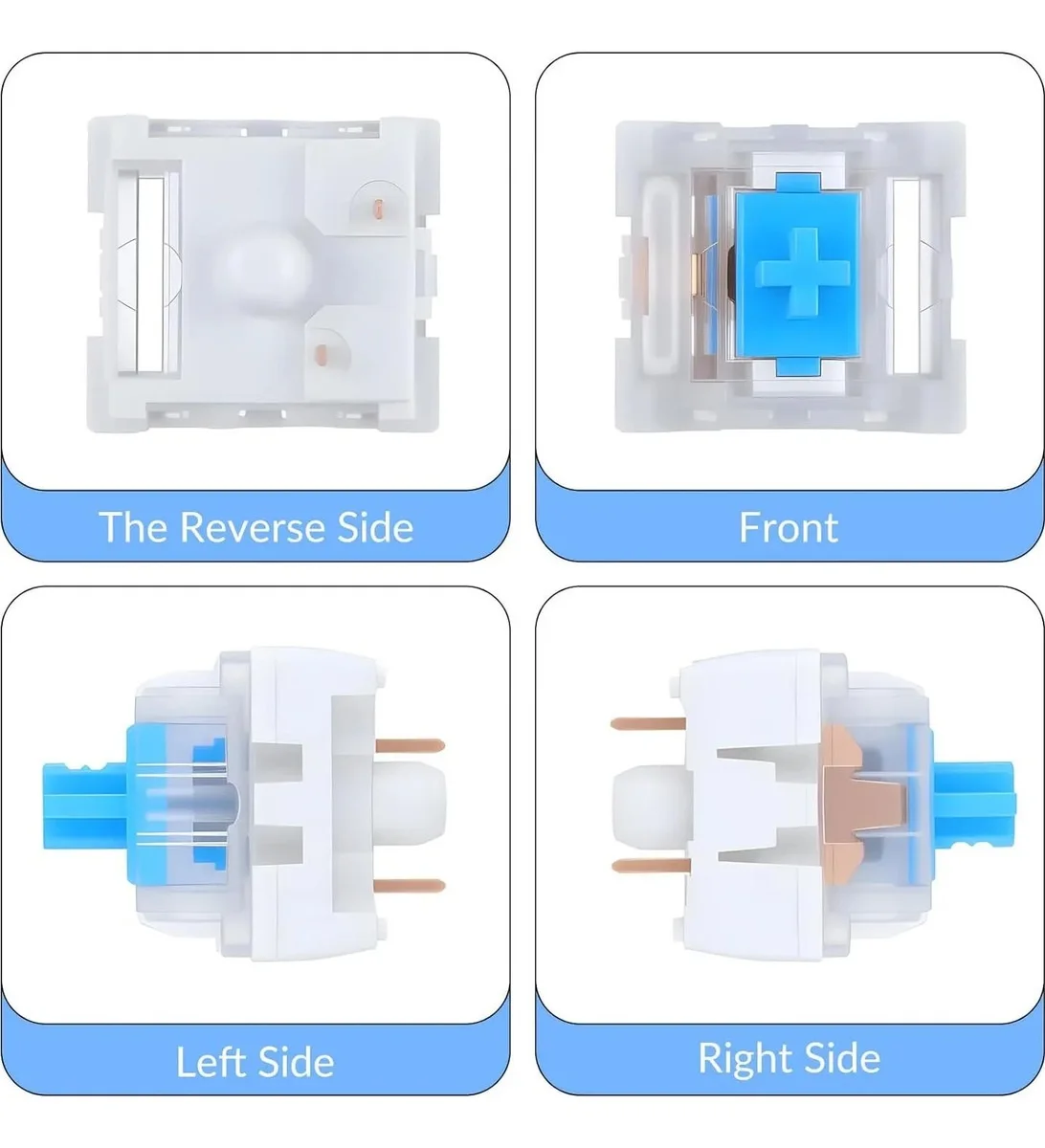 50 PCS Mechanical Keyboard Switches Keyboard Clicker 3 Pin Blue Switch Replacement Keyboards Keys ﻿ - view 3