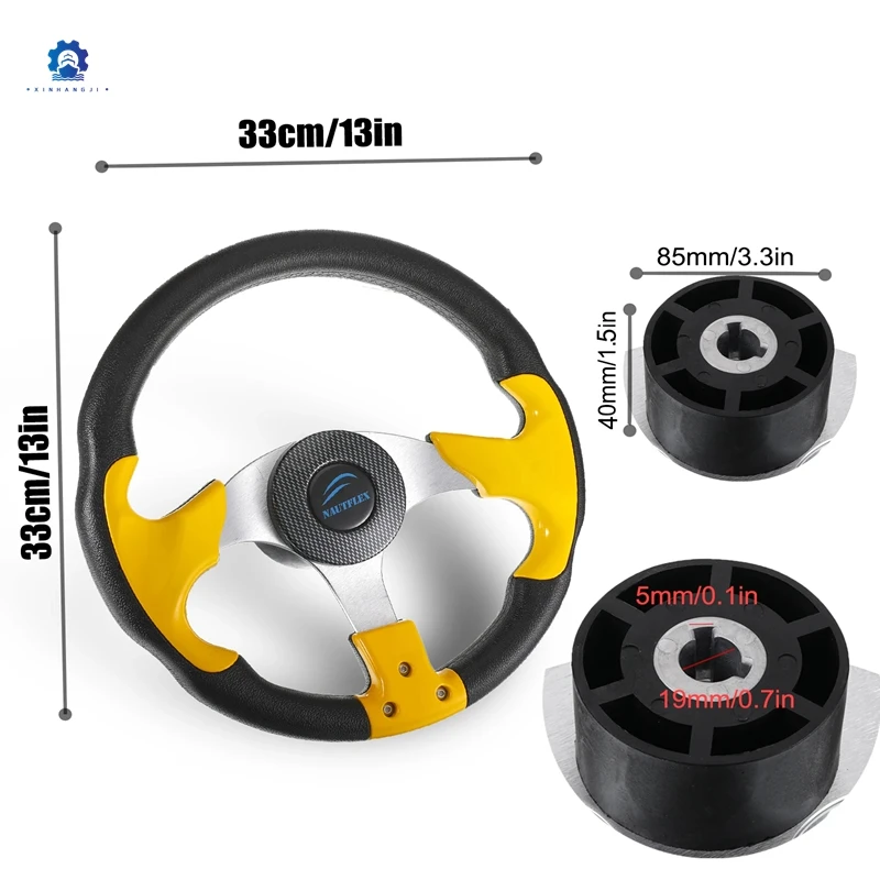 Boat Steering Wheel 3/4 Inch Shaft Non-Slip Marine Helm For Pontoon Sailboat Replacement Upgrade Parts