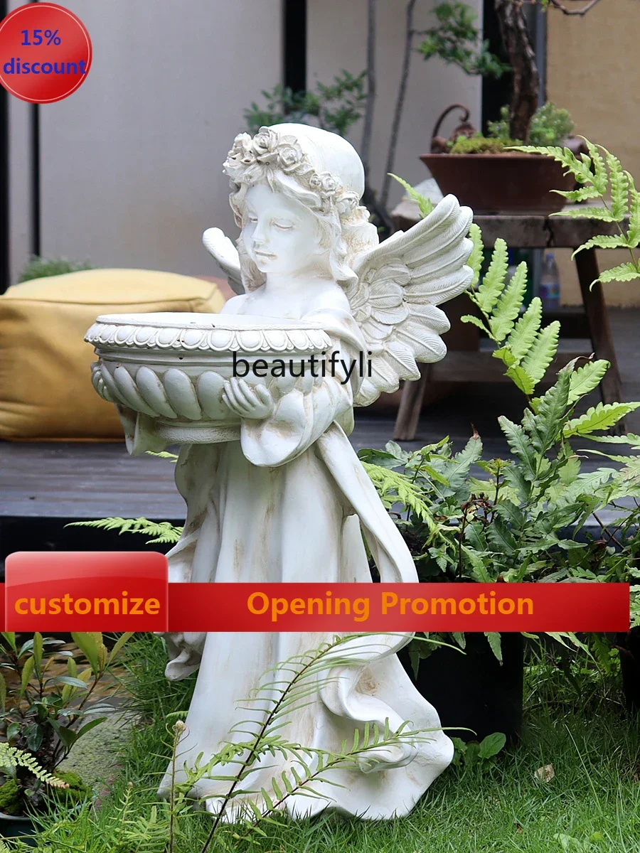 

ss7304 European-Style Courtyard Decoration Angel Living Room Resin Outdoor Floor Landscaping Decoration
