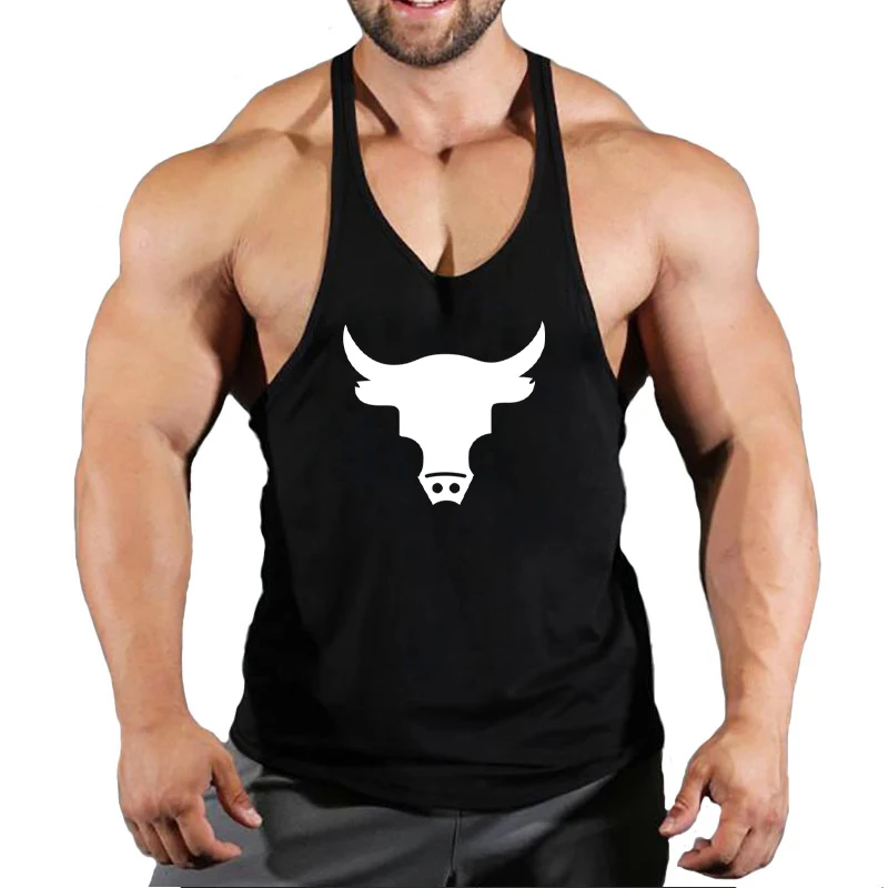 

Mens Gym Muscle Fitness Singlets Fashion Brand Clothing Sports Workout Printed Tank Top Breathable Sleeveless Cotton Casual Vest