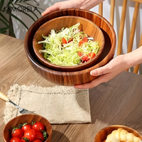 1PCS Acacia Wooden Salad Bowl Kids Anti-scalding Wooden Bowl Suitable for Fruit Vegetable Ice Cream Decoration