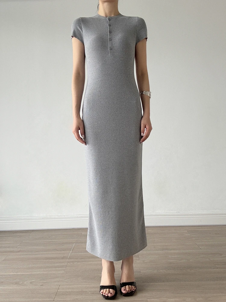 Mat couleur ronde Ne ort Sve tricoté Dr femmes banlieue t-shirt style décontracté jupe portefeuille Bla été